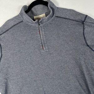 Tommy Bahama Men XL Reversible Flipshore Quarter Zip Pullover Gray Striped Knit